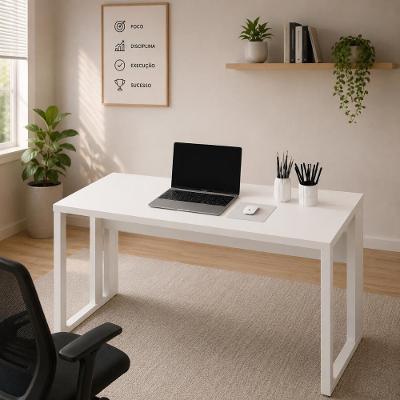 Escrivaninha Industrial Linha Corporativa Alto Padrão MDF-MDP 135CM Branco F5 Office