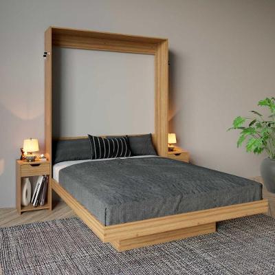 Cama Casal Articulada com Estante e Mesas de Cabeceira Amêndoa Tecno Mobili