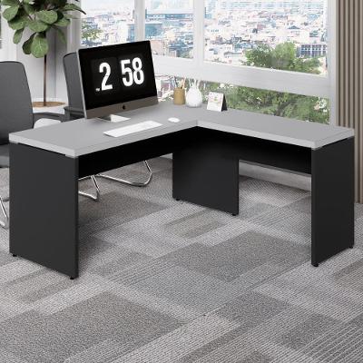 Escrivaninha em l Escritório Pés Painel sem Gavetas MDF MDP Cinza Sagrado com Preto F5 Office