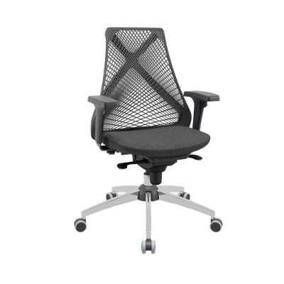 Cadeira Escritório Bix X + Presidencial Ergonômica Encosto Mesh Assento Giratório Preto com Cinza