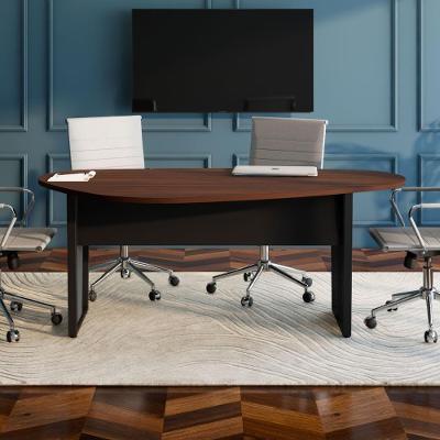 Mesa para Reunião Formato Orgânico MDP 183CM Louro Preto com Preto F5 Office