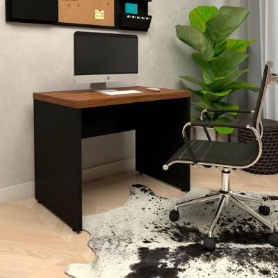 Mesa para Estudos e Escritório Escrivaninha Alto Padrão 90CM Nogal com Preto F5 Office