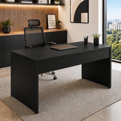 Mesa Escrivaninha para Estudos Pés Painel Tampo 40MM 170CM Preto F5 Office