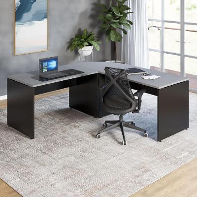 Mesa para Escritório em l Mesa l 190CM X 70CM Pés Painel Moderno sem Gavetas MDP Cinza Sagrado