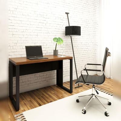Mesa Escrivaninha Industrial MDP 90CM Nogal com Preto F5 Office