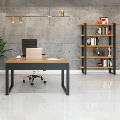 Mesa para Escritório com Estante Industrial 100% MDF 135CM Freijó com Preto Fosco