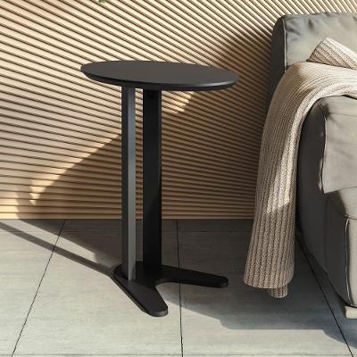 Mesa Lateral Auxiliar para Sofá Redonda MDF 60CM Preto Fosco Dalla Costa
