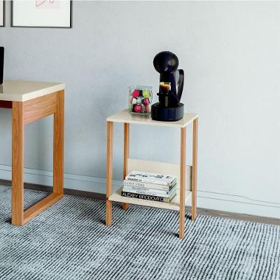 Mesa Auxiliar Escritório Linha Industrial sem Gavetas MDF 40CM Off White com Freijó Pradel Móveis