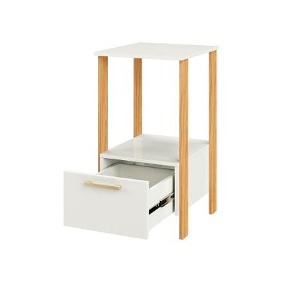Mesa de Apoio Mesa Apoio Industrial 40CM 1 Gaveta MDF Off White Pradel Móveis