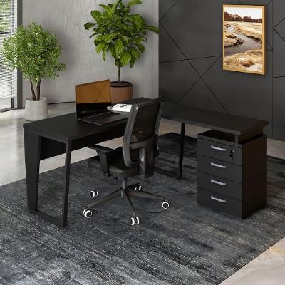 Mesa em l Mesa l com Gaveteiro 4 Gavetas 150CM Preto F5 Office
