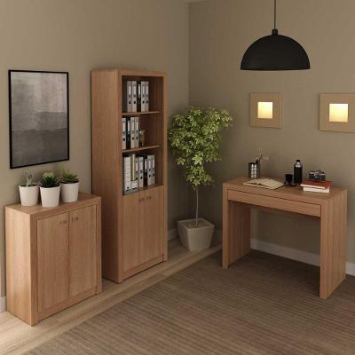 Kit para Escritório com Mesa Balcão Estante 4 Portas 1 Gaveta MDP Amêndoa Tecno Mobili