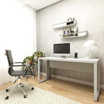 Mesa Escrivaninha Industrial Tampo Engrossado MDP 150CM Cinza Claro F5 Office