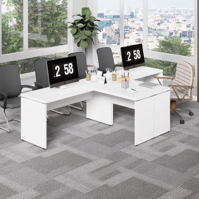 Mesa em l Escritório 2 Lugares sem Gavetas MDP 300CM Branco F5 Office
