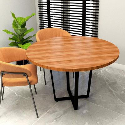 Mesa de Reunião Industrial Linha Corporativa de Alto Padrão MDF 110CM Freijó com Preto F5 Office