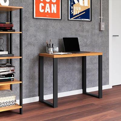 Kit Mesa de Escritório e Estante Nicho Industrial sem Gavetas MDF 330CM Preto Fosco Dalla Costa