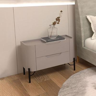 Mesa de Cabeceira Bend 2 Gavetas MDF Grigio com Preto Casa Lar Shop