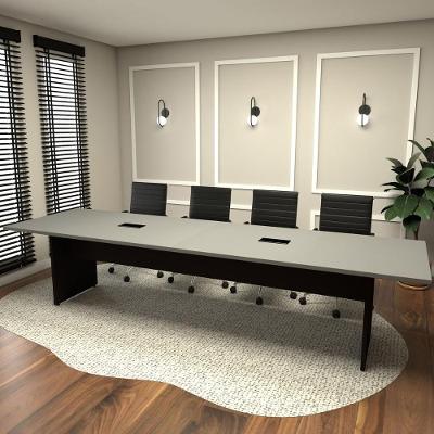 Mesa de Reunião CS PRE 3,20m X 1,10m Moderno 320CM Cinza Sagrado com Preto F5 Office