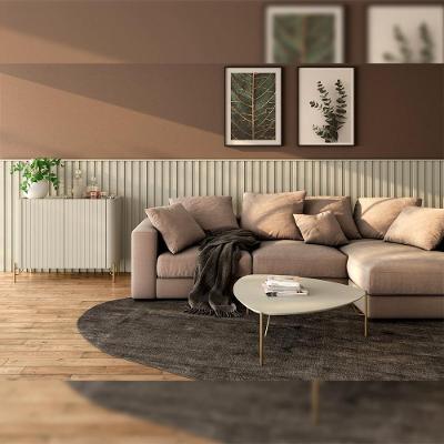 Kit para Sala de Estar Painel Ripado Buffet Mesa de Centro 2 Portas 1 Prateleira MDF 360CM Luna