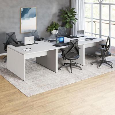 Espaço de Trabalho 6 Lugares 3,30m X 1,40m Pé Painel Cinza F5 Office