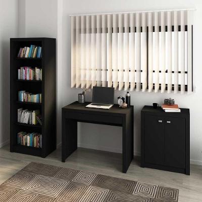 Kit para Escritório com Balcão Estante e Mesa 2 Portas 1 Gaveta Nogal Tecno Mobili
