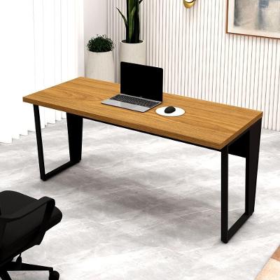 Escrivaninha Retangular F5 Office Industrial sem Gavetas MDF 160CM Freijó com Preto