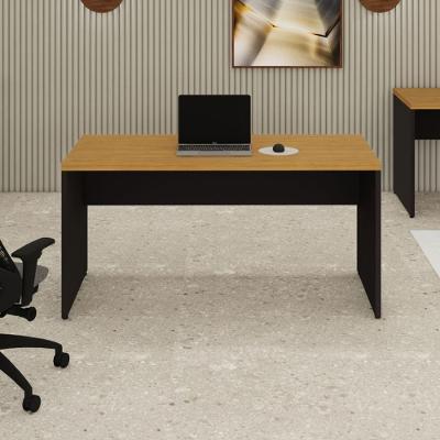Escrivaninha Retangular Pés Painel MDF 150CM Freijó com Preto F5 Office