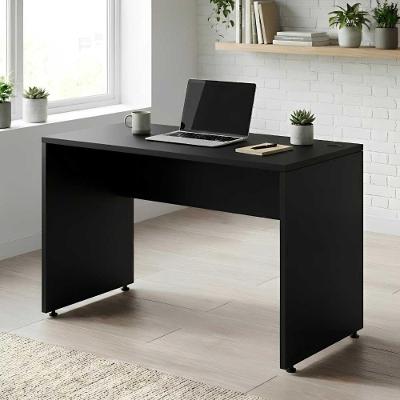 Escrivaninha Retangular Mesa Escritorio Pe Painel sem Gavetas MDF MDP 120CM Preto