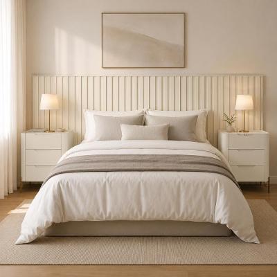 Conjunto Cabeceira Queen com 2 Mesas Painel MDF Luna com Dourado Casa Lar Shop