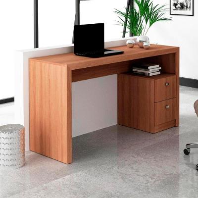 Escrivaninha Mesa para Escritório ME4130 2 Gavetas Amêndoa Tecno Mobili