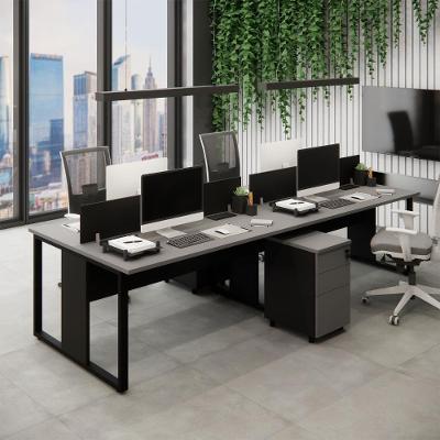 Plataforma de Trabalho para Escritório 4 Pessoas 6 Gavetas MDP 300CM Cinza F5 Office