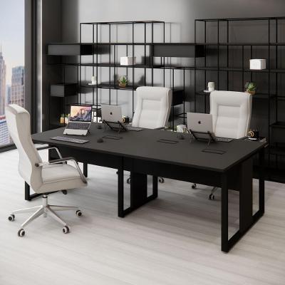 Plataforma de Trabalho para Escritório 4 Lugares 240CM Preto F5 Office
