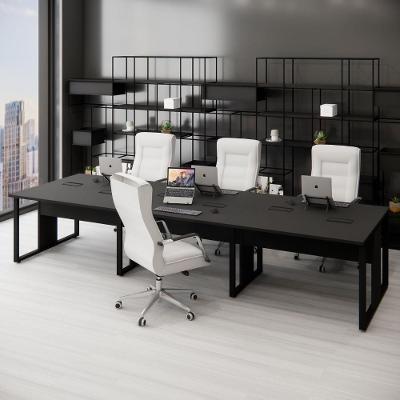 Plataforma de Trabalho para 6 Pessoas F5 MDF MDP 360CM Preto F5 Office