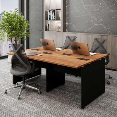 Plataforma de Trabalho 4 Lugares Pé Painel F5 MDF-MDP 180CM Nogal com Preto F5 Office