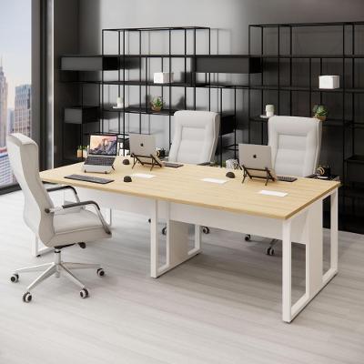 Plataforma de Trabalho 4 Lugares Mac Br 240CM Pés Metal Macadâmia com Branco F5 Office