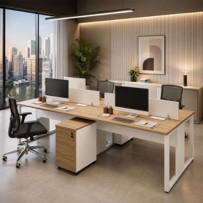 Plataforma de Trabalho para Escritório Linha Corporativa Alto Padrão 6 Gavetas MDP 270CM Macadâmia