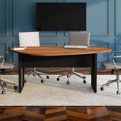 Mesa para Reunião Orgânica Mesa Orgânica MDP 183CM Nogal com Preto F5 Office