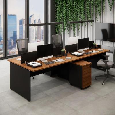 Plataforma de Trabalho para Escritório 6 Gavetas MDP 300cm Nogal com Preto