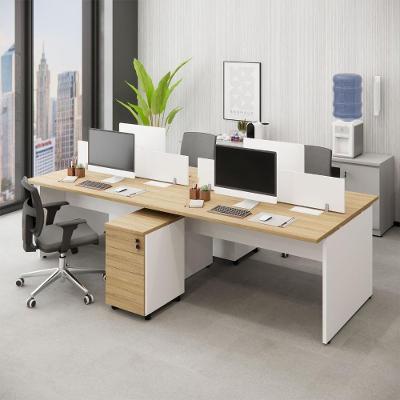 Plataforma de Trabalho para Escritório 4 Pessoas 6 Gavetas MDP 270CM Macadâmia com Branco