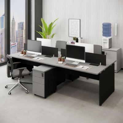 Plataforma de Trabalho para Escritório 4 Pessoas 6 Gavetas MDP 270CM Cinza Sagrado F5 Office
