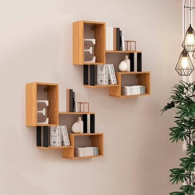 Nicho Linha Industrial 2 Prateleiras 2 Nichos MDF Freijó com Preto Fosco Pradel Móveis