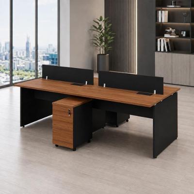 Plataforma de Trabalho para Escritório com 2 Gavetas e Divisória P 4 Pessoas 240CM Nogal com Preto