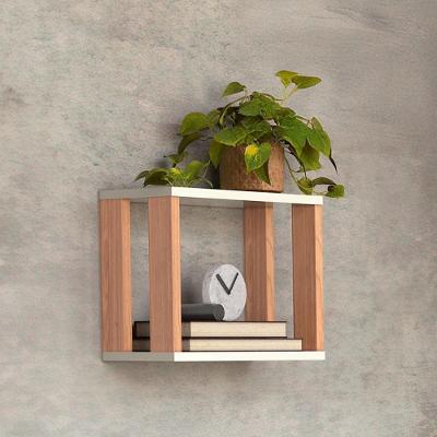 Nicho de Parede Industrial 1 Prateleira MDF Off White com Freijó Pradel Móveis
