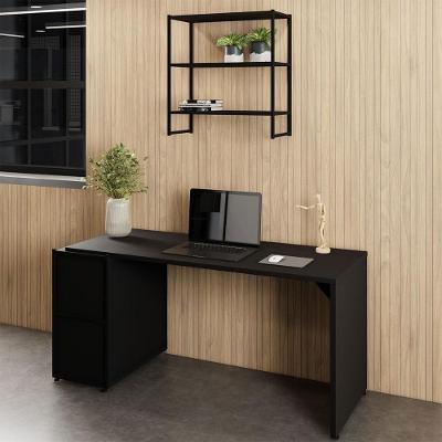 Mesa para Escritório com Nicho Aéreo Industrial 150CM Preto F5 Office