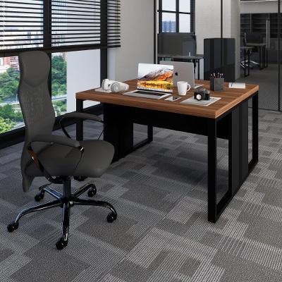 Plataforma de Trabalho para 2 Pessoas 120CM Pés Metal sem Gavetas Nogal com Preto F5 Office