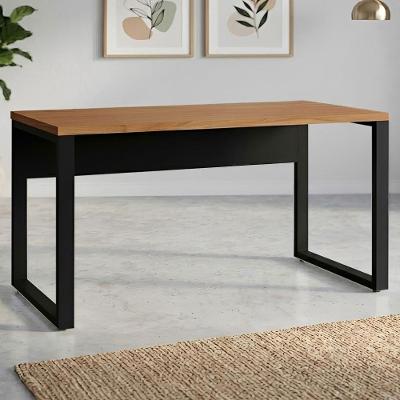 Mesa Escrivaninha Industrial MDF 160CM Freijó com Preto F5 Office