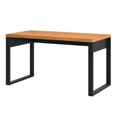 Mesa para Escritório com Estante Industrial 100% MDF 135CM Freijó Preto Fosco