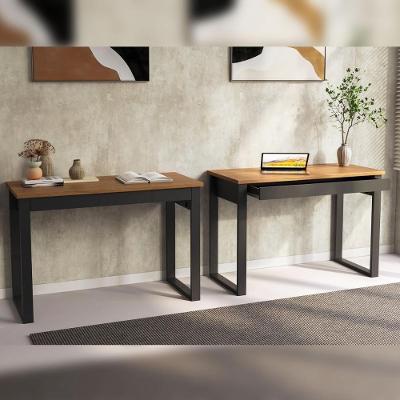 Mesa Escrivaninha Linha Industrial 1 Gaveta MDF 118CM Freijó com Preto Fosco