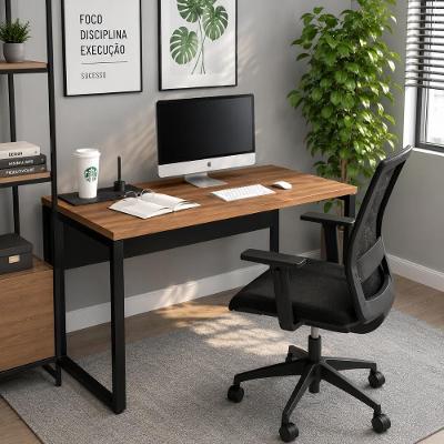 Escrivaninha Industrial Linha Corporativa Alto Padrão MDP 120CM Ameixa com Preto F5 Office