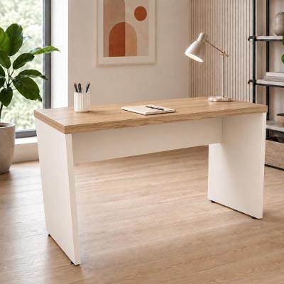 Escrivaninha Home Office Pés Painel 150CM Macadâmia com Branco F5 Office