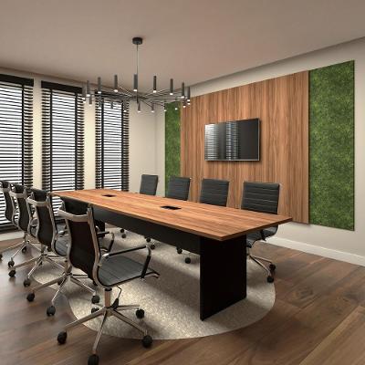 Conjunto Sala de Reunião Mesa e Painel para TV Ng F5 MDF Nogal e Preto F5 Office